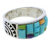 Southwest Sterling Silver Multicolor Inlay Ring Size 6 JX38132